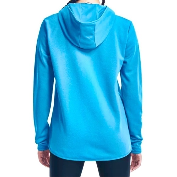Under Armour Big Logo Blue Pullover Fleece Hoodie Hooded Sweatshirt Size Medium - Picture 2 of 14